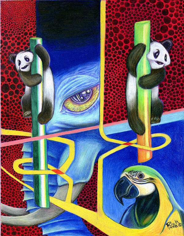 Pandas Art Print featuring the drawing The Pandas by James Hammons