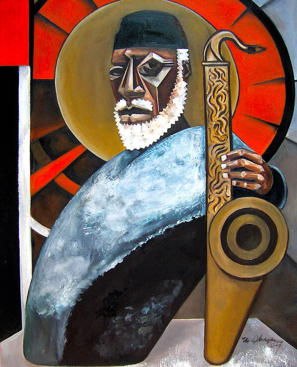 Pharoah Sanders Jazz Saxophone Art Print featuring the painting The Son by Martel Chapman