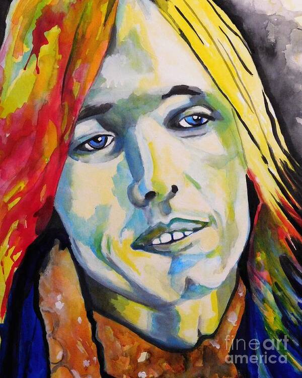 Acrylic Ink Art Print featuring the painting Tom Petty by Chrisann Ellis