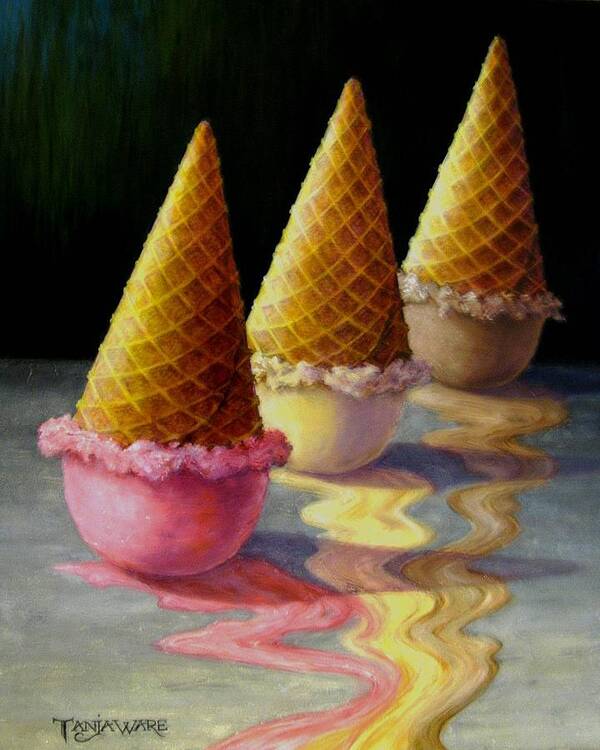Food Art Print featuring the painting Toppled Triple Treat by Tanja Ware