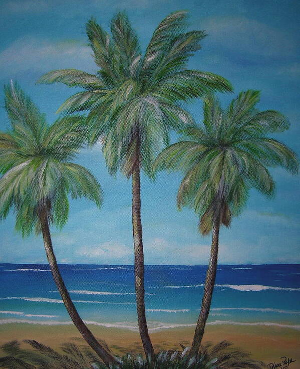 Palm Trees Art Print featuring the painting Treesome by Dyanne Parker