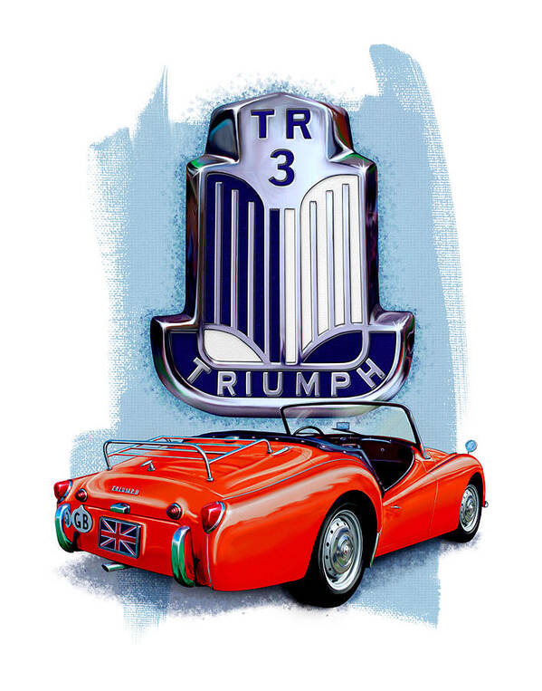 Triumph Art Print featuring the digital art Triumph TR-3 Red by David Kyte