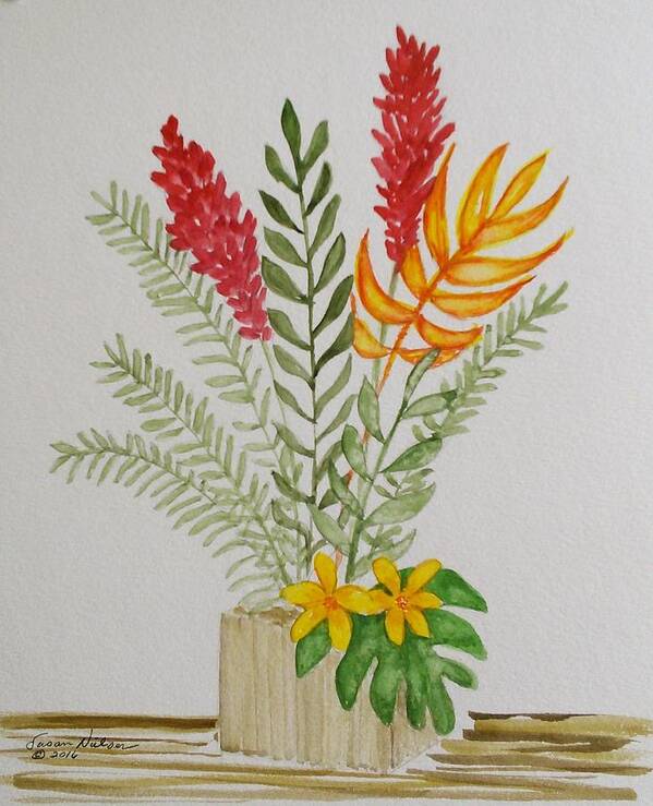 Tropical Flowers Art Print featuring the painting Tropicals by Susan Nielsen