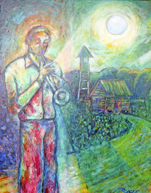 House Art Print featuring the painting Trumpet Man by Joe Roache