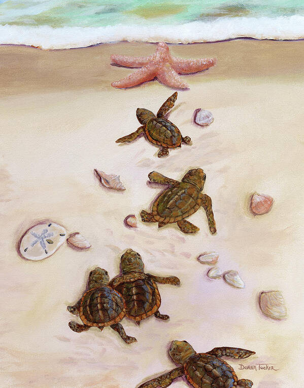 Sea Turtles Art Print featuring the painting Turtle Christmas Tree by Donna Tucker