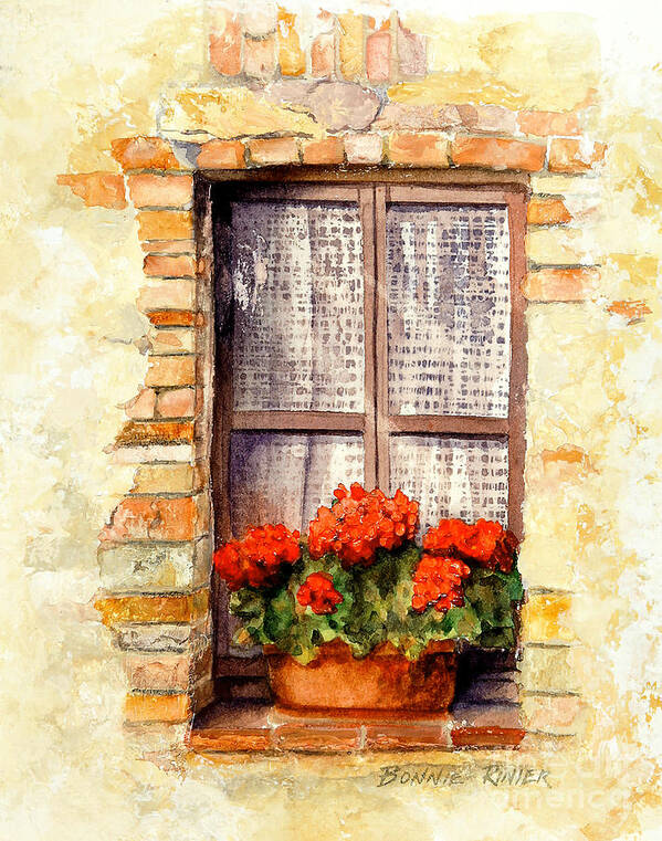 Tuscany Art Print featuring the painting Tuscan Window by Bonnie Rinier