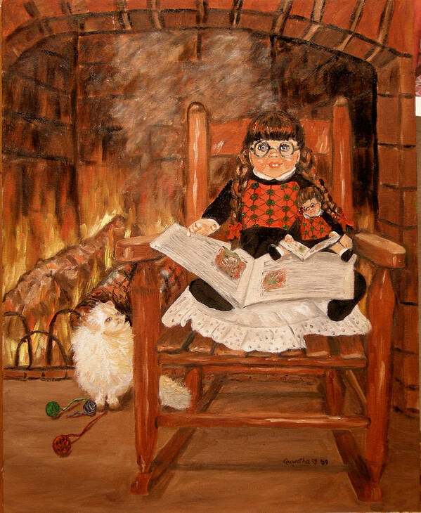 Doll Art Print featuring the painting Twice Upon a Time by Quwatha Valentine