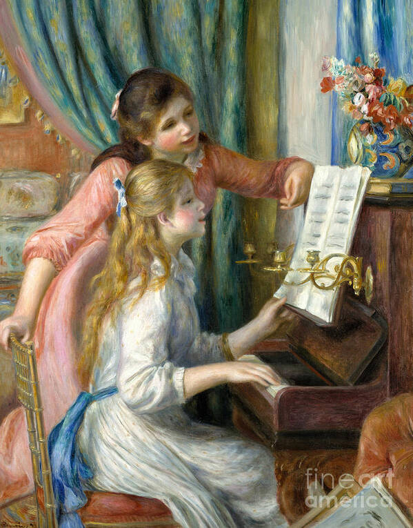 Renoir Art Print featuring the painting Two Young Girls at the Piano, 1892 by Pierre Auguste Renoir