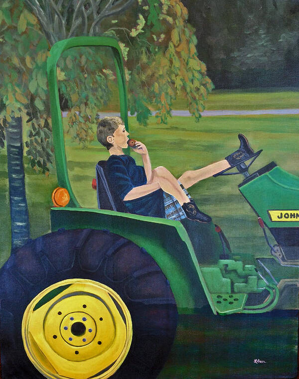 Tractor Art Print featuring the painting Uncle Al's Apples by Lisa Barr
