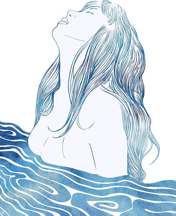 Aqua Art Print featuring the mixed media Undine I by Stevyn Llewellyn