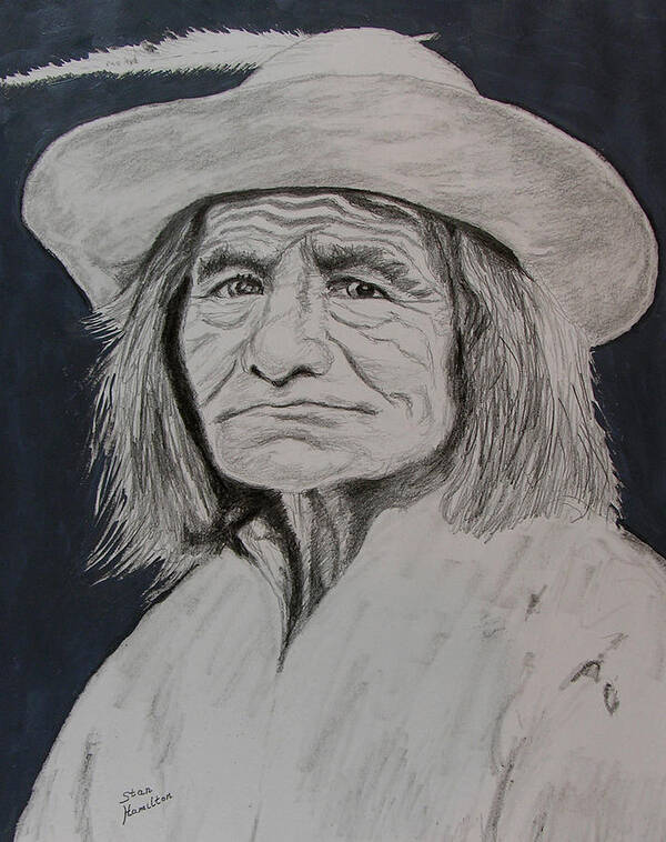 Graphite Art Print featuring the drawing Unknown Indian VI by Stan Hamilton
