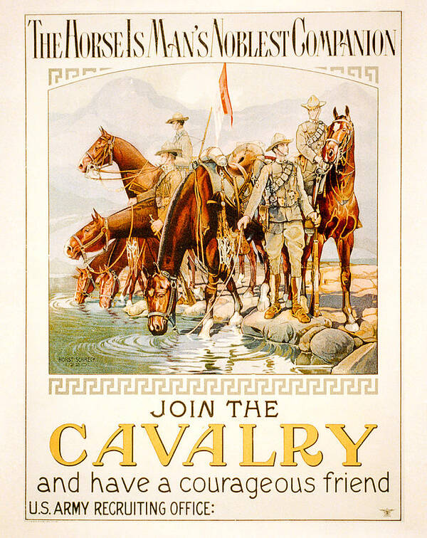 Antique Art Print featuring the digital art US Cavalry Poster by Janice OConnor