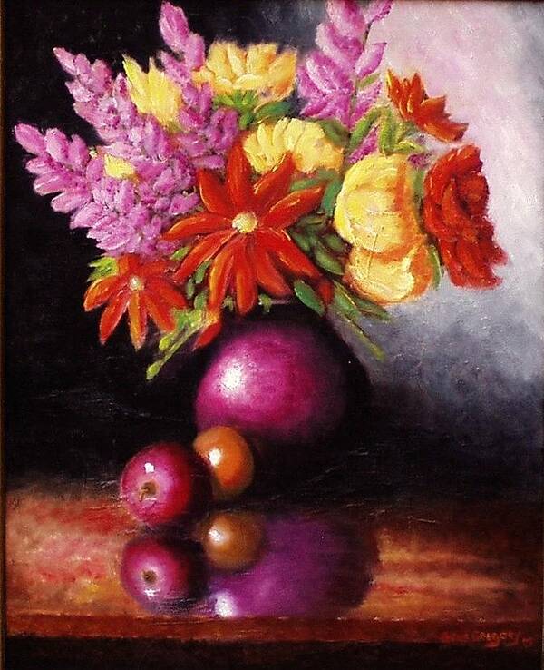 Still Life Art Print featuring the painting Vase with flowers by Gene Gregory