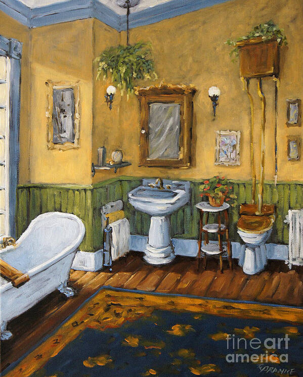 Bathroom Art Print featuring the painting Victorian Bathroom by Prankearts by Richard T Pranke