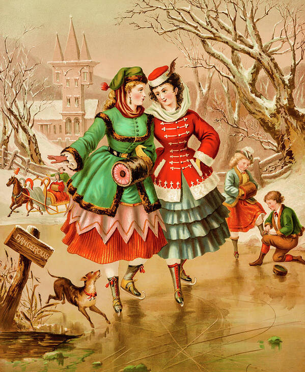 Christmas Art Print featuring the photograph Victorian Ice Skaters by David Letts
