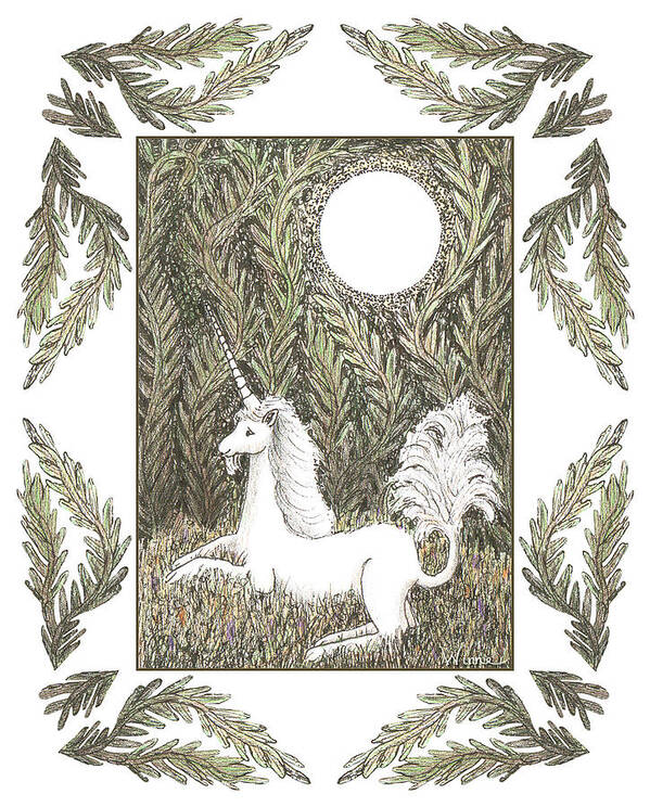 Lise Winne Art Print featuring the drawing Vigilant Unicorn by Lise Winne