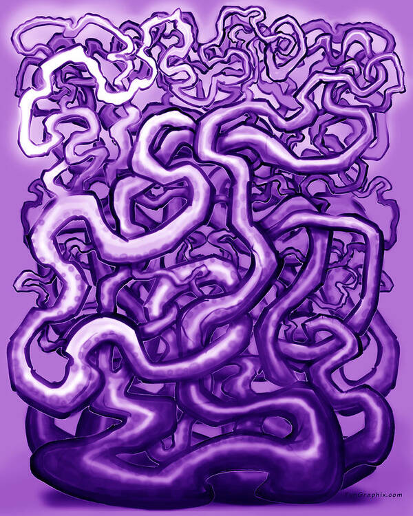 Vine Art Print featuring the digital art Vines of Purple by Kevin Middleton