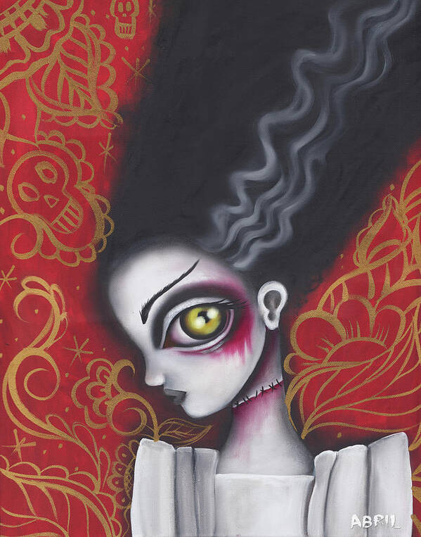 Halloween Art Print featuring the painting Waiting for Frankenstein by Abril Andrade
