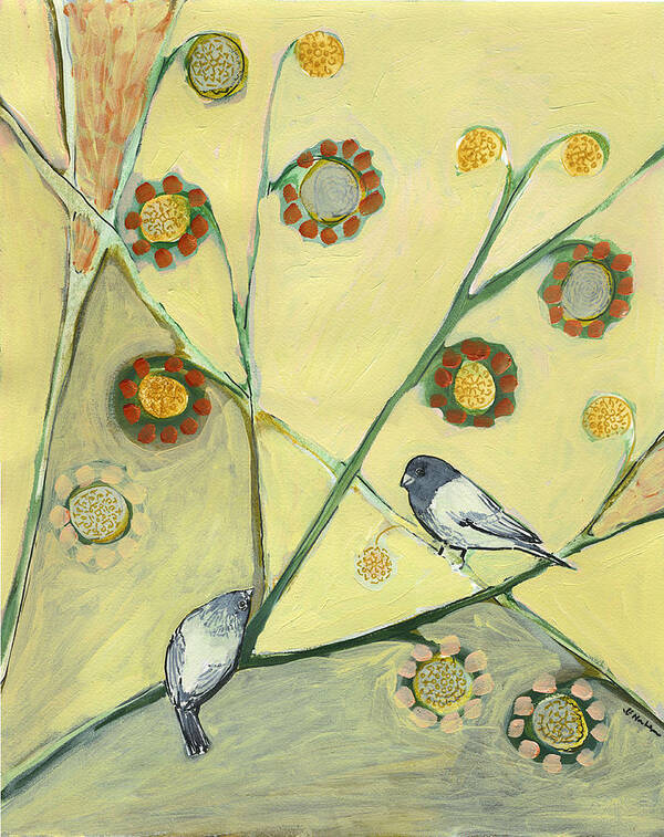 Bird Art Print featuring the painting Waiting for the Dance of Spring by Jennifer Lommers