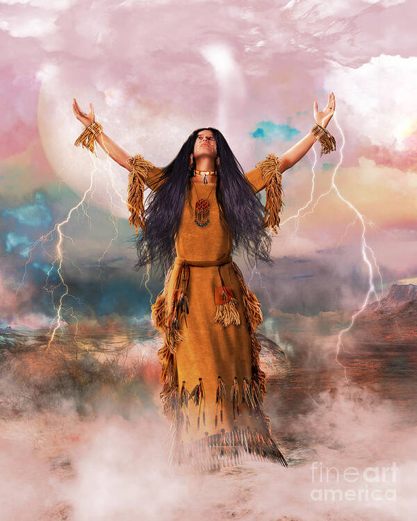 Great Spirit Art Print featuring the digital art Wakan Tanka The Great Spirit by Shanina Conway