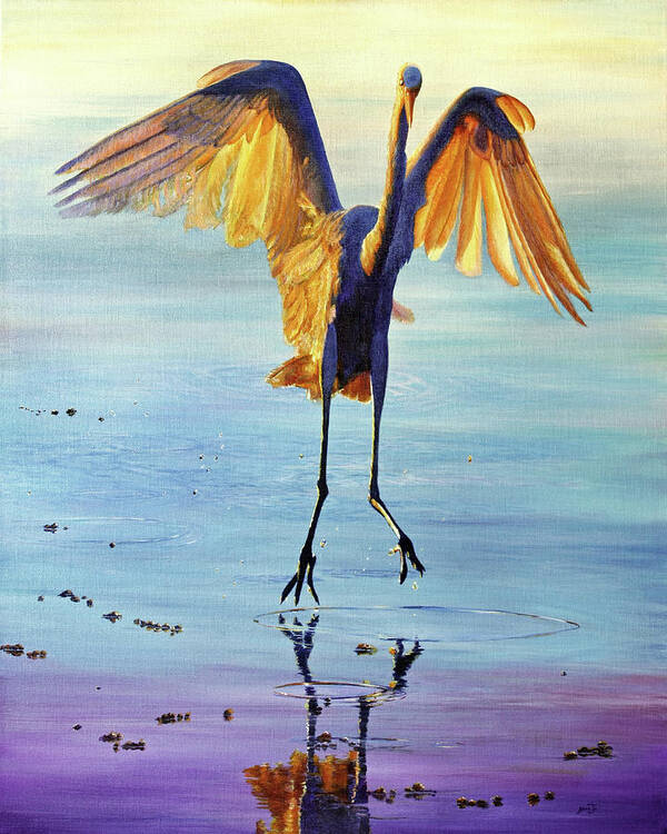 Wildlife Art Print featuring the painting WaterDance by AnnaJo Vahle