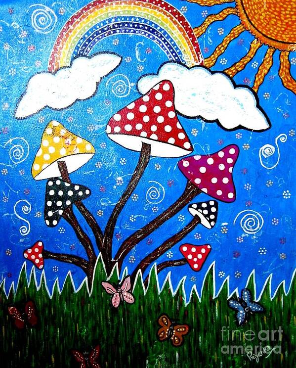 cool colorful mushroom drawings