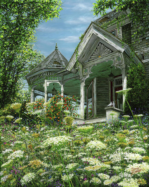 Abandoned Houses Art Print featuring the painting White Lace and Promises Abandoned by Doug Kreuger
