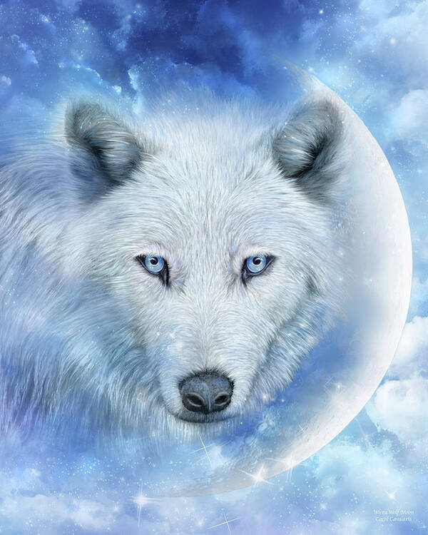 wallpapers White Glowing Wolf Pictures white wolf moon art print