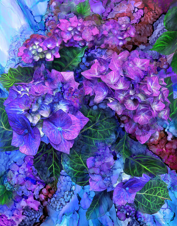 Carol Cavalaris Art Print featuring the mixed media Wild Hydrangeas by Carol Cavalaris