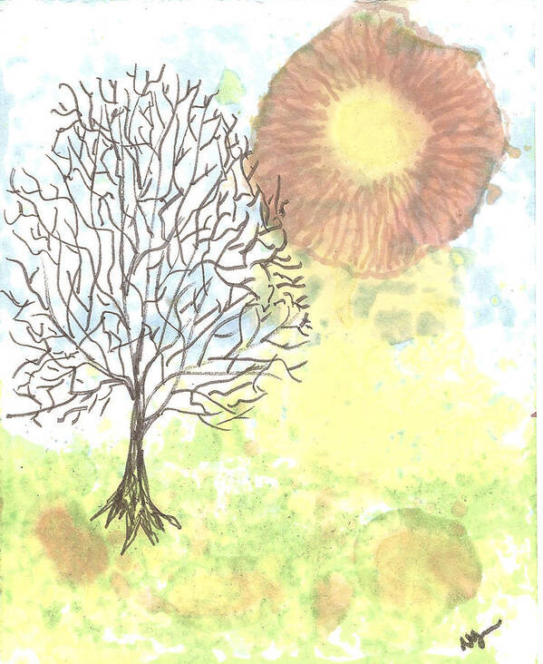 Tree Art Print featuring the mixed media Windblown Three by Wayne Potrafka