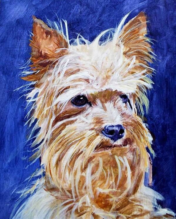 Impressionist Dog Art Print featuring the painting Windblown Yorkshire by Michael Dillon