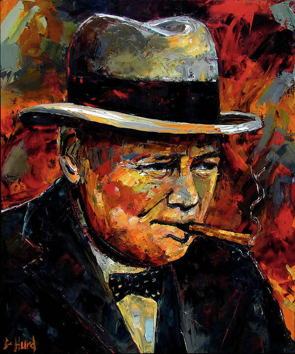 Winston Churchill Portrait Art Print featuring the painting Winston Churchill portrait by Debra Hurd