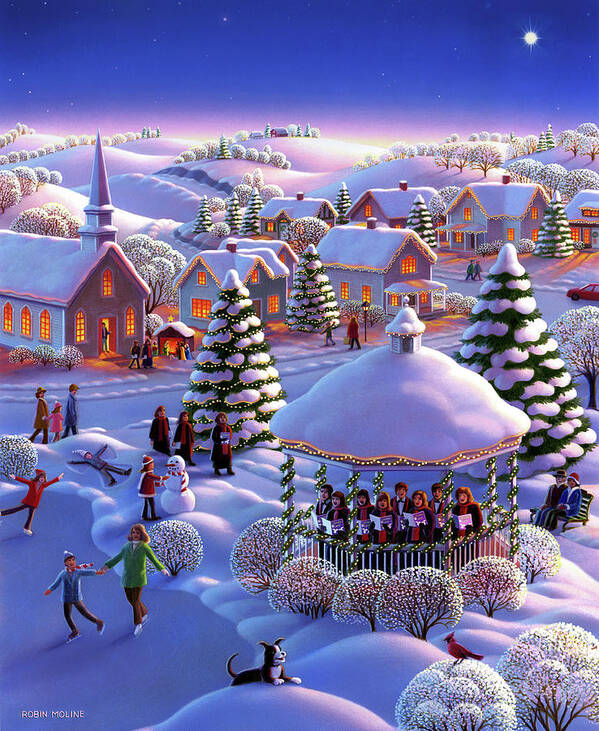  Christmas Town Art Print featuring the painting Winter Park by Robin Moline