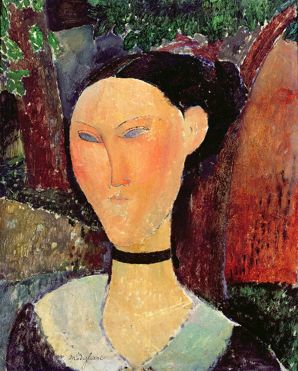 Woman Art Print featuring the painting Woman with a Velvet Neckband by Amedeo Modigliani