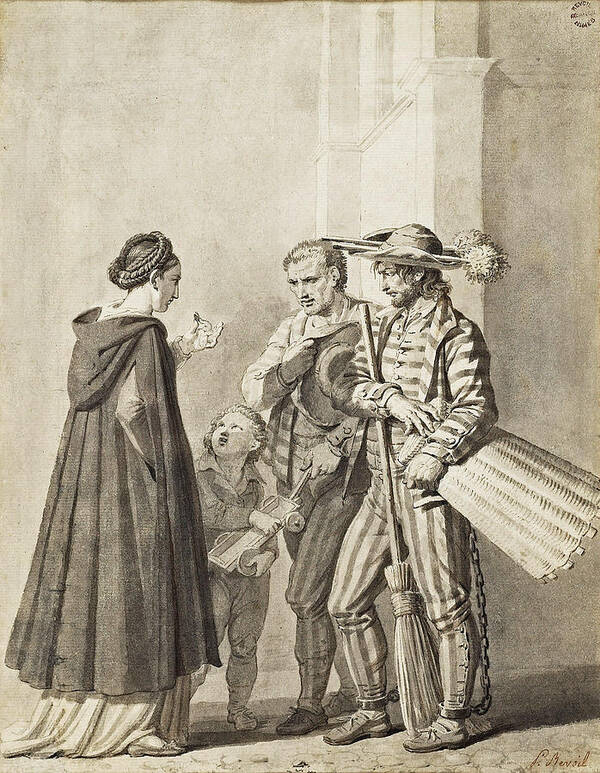 Pierre Henri Revoil Art Print featuring the drawing Women of Fribourg in Switzerland by Pierre Henri Revoil