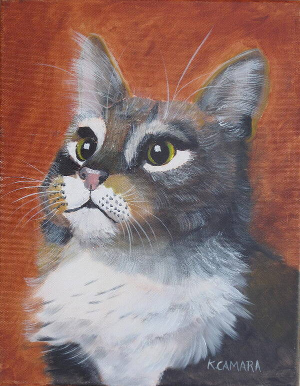 Pets Art Print featuring the painting Wonder Cat by Kathie Camara