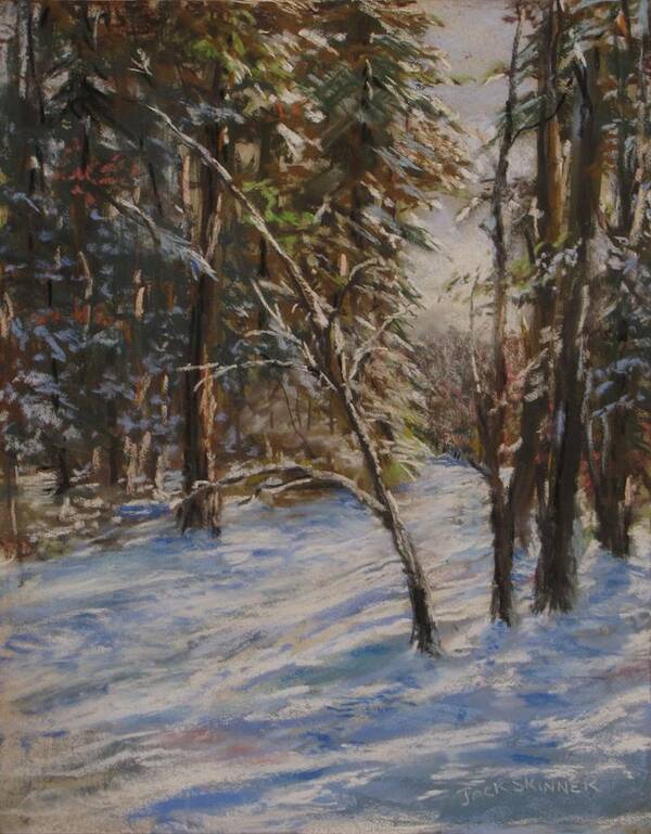 Snow Art Print featuring the pastel Woods and Snow at Two Below by Jack Skinner