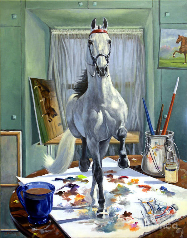 American Saddlebred Art Art Print featuring the painting Work In Progress V by Jeanne Newton Schoborg