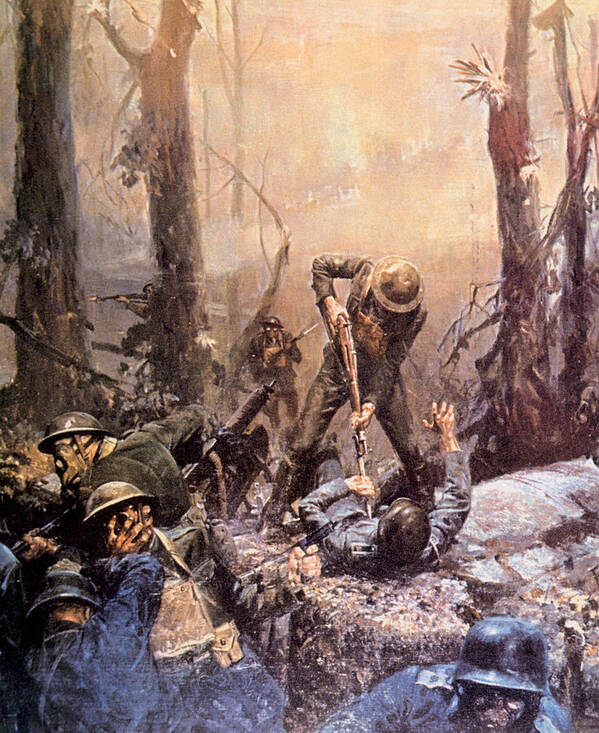 1910s Art Print featuring the photograph World War I, American Marines In The by Everett