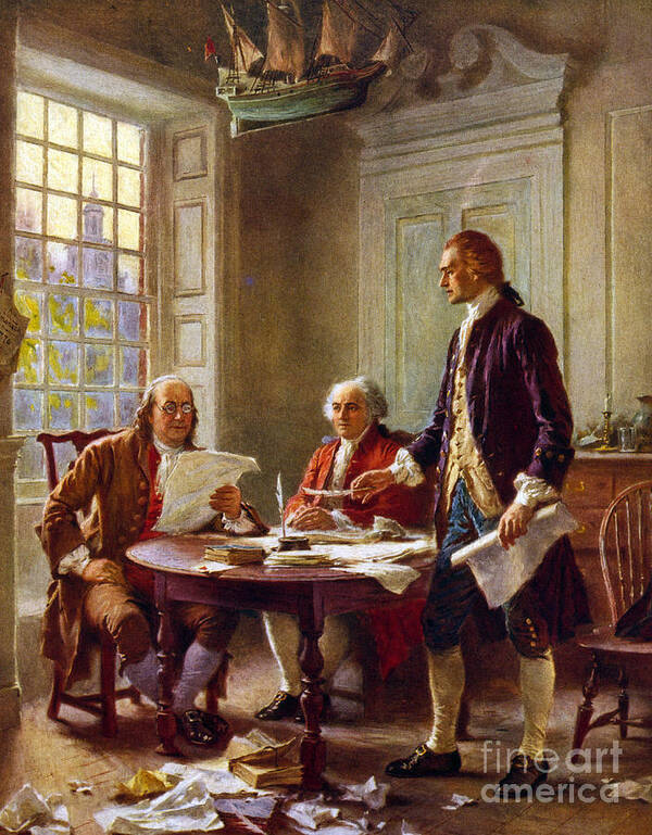 Writing The Declaration Of Independence Art Print featuring the painting Writing the Declaration of Independence, 1776, by Leon Gerome Ferris