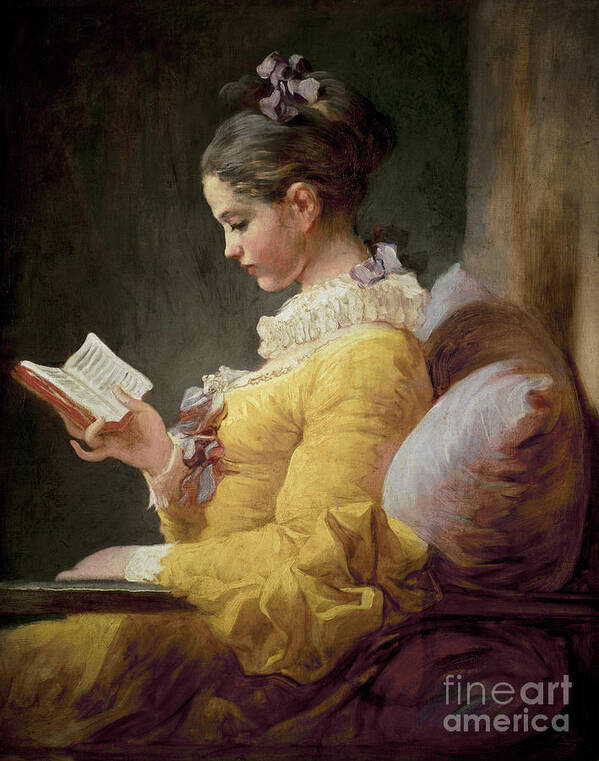 Young Art Print featuring the painting Young Girl Reading by Jean Honore Fragonard