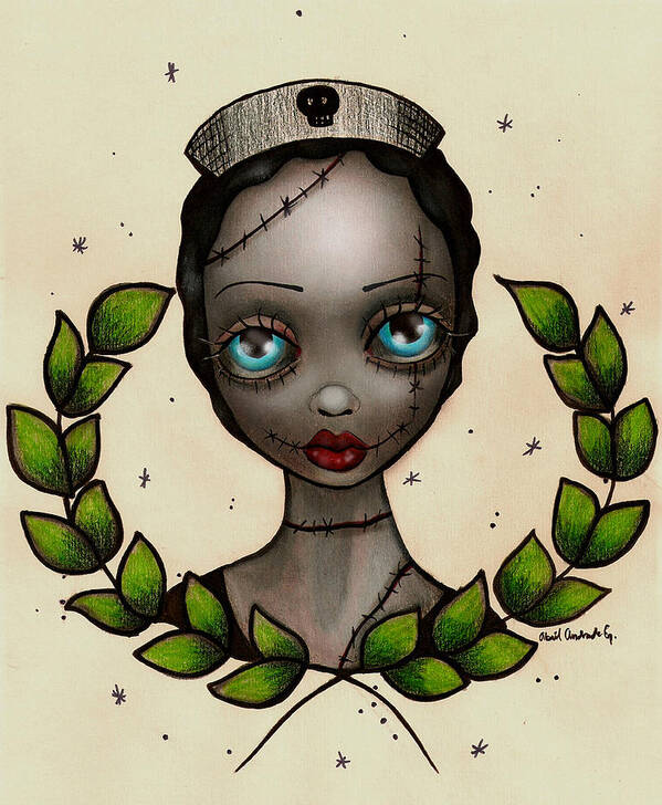 Zombie Art Print featuring the painting Zombie Nurse by Abril Andrade