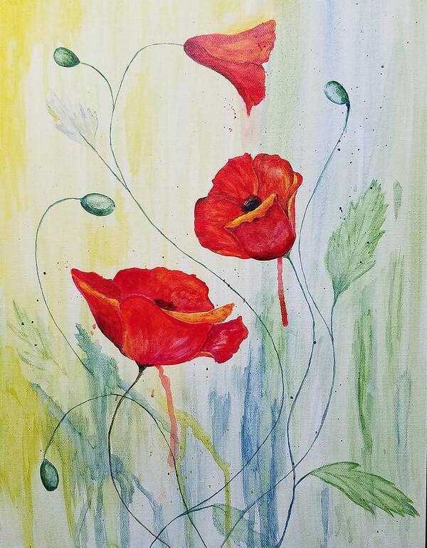 Poppy Art Print featuring the painting Abstract Poppy #2 by Jimmy Chuck Smith