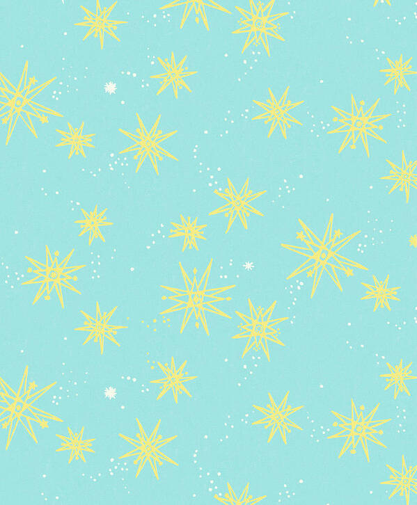 Background Art Print featuring the drawing Blue Star Pattern #1 by CSA Images