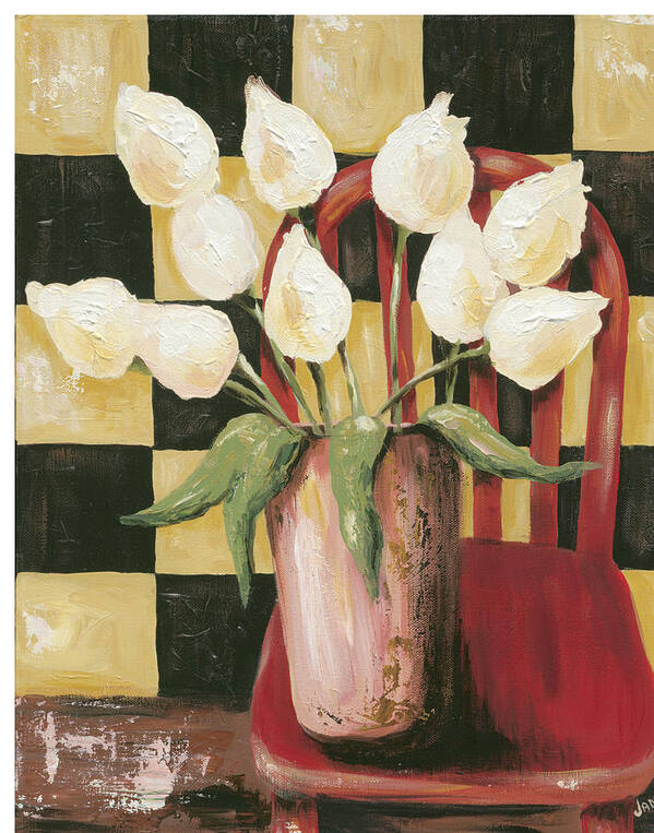 Vase Art Print featuring the painting Bright Tulips #1 by Jade Reynolds