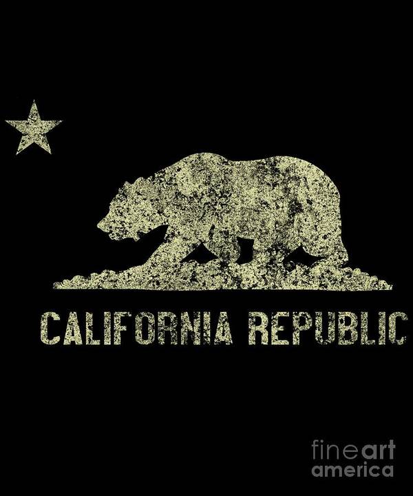 Cool Art Print featuring the digital art California Republic Vintage #1 by Flippin Sweet Gear