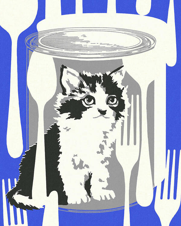 Animal Art Print featuring the drawing Can of Cat Food #1 by CSA Images