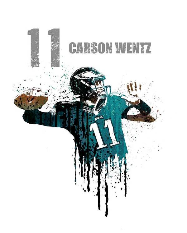American Art Print featuring the painting Carson Wentz #1 by Art Popop