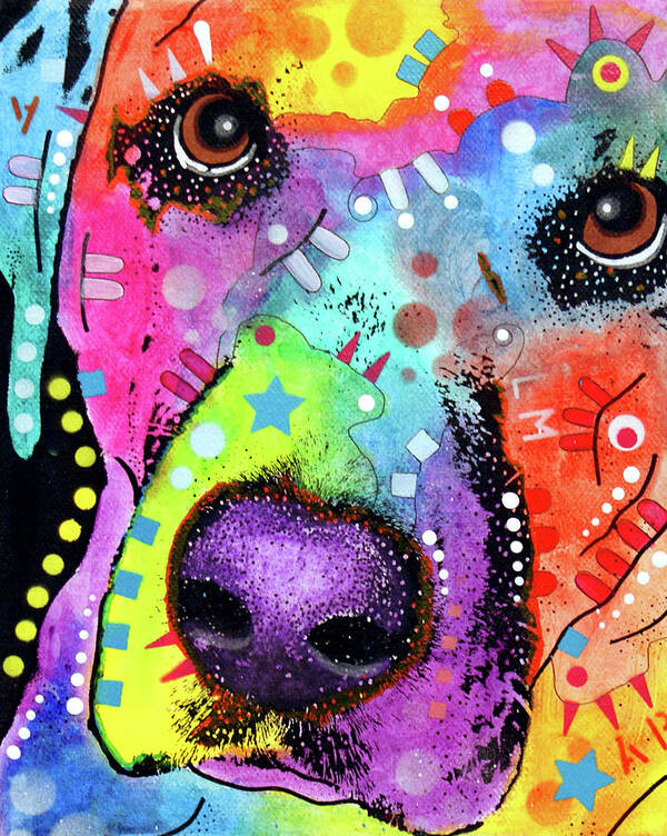 Closeup Labrador Art Print featuring the mixed media Closeup Labrador #1 by Dean Russo