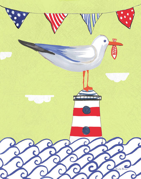 Animal Art Print featuring the painting Coastal Bird I Flags #1 by Farida Zaman
